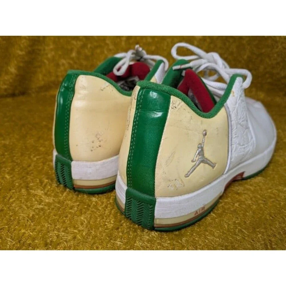 Nike Jordan TE2 Low White Green Red Leather Basketball Sneakers Size 9